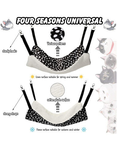 Hamaca Colgante Reversible BBTO para Mascotas Pequeñas 53x35cm