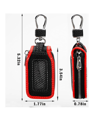 Funda de Llave de Coche de Cuero Syihah - 2 Piezas Rojo
