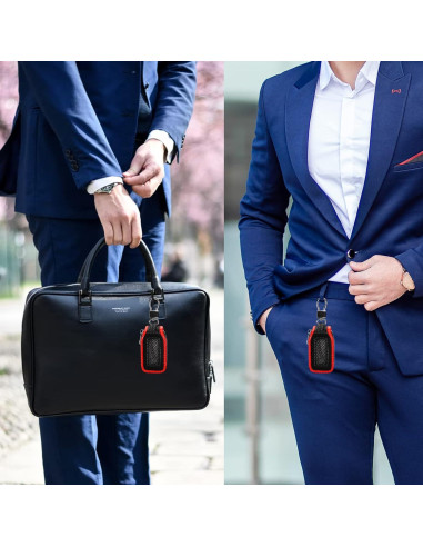 Funda de Llave de Coche de Cuero Syihah - 2 Piezas Rojo