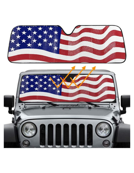 Sombra de Parabrisas Big Hippo con Bandera Americana 150x53cm