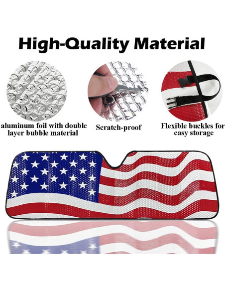 Sombra de Parabrisas Big Hippo con Bandera Americana 150x53cm