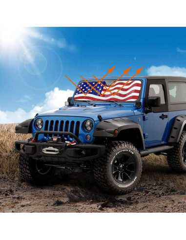 Sombra de Parabrisas Big Hippo con Bandera Americana 150x53cm