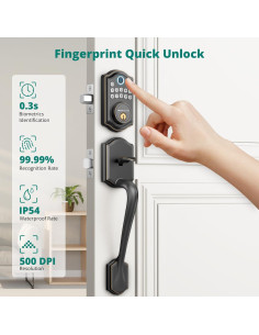 Cerradura Inteligente Biométrica AkaGear DS10 con Manija Bronce 2