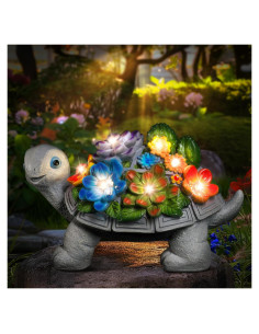 Estatua de Tortuga Solar Linkax para Jardín 19.1cm