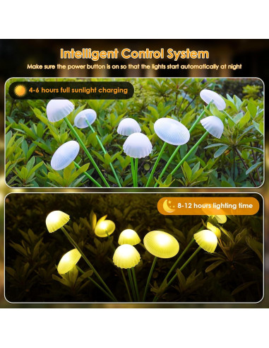 Luces de Jardín Solares Yuhuayang 4PK 8 LED IP65 Blanco Cálido