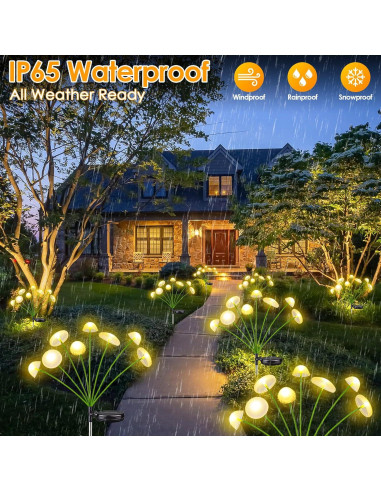 Luces de Jardín Solares Yuhuayang 4PK 8 LED IP65 Blanco Cálido