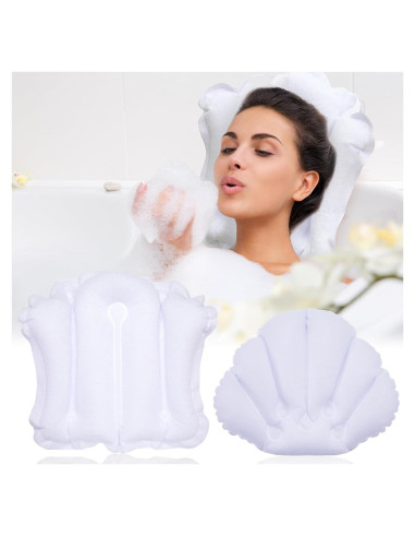 Almohada Inflable para Baño Jetec 2 Pcs con Ventosas Soporte Cuello