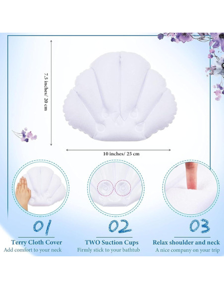 Almohada Inflable para Baño Jetec 2 Pcs con Ventosas Soporte Cuello