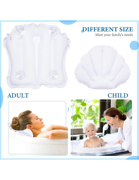 Almohada Inflable para Baño Jetec 2 Pcs con Ventosas Soporte Cuello