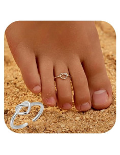 Anillo de dedo del pie ajustable AIBELOPY en plata esterlina 925