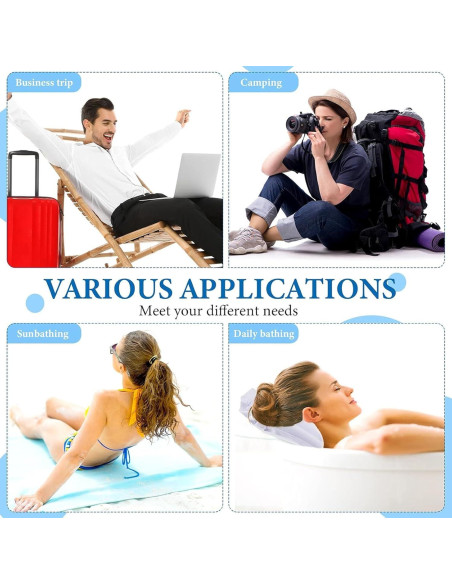 Almohada Inflable para Baño Jetec 2 Pcs con Ventosas Soporte Cuello