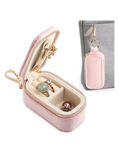 Estuche de Joyería de Viaje FCGOD Rosa Terciopelo 8x4 cm