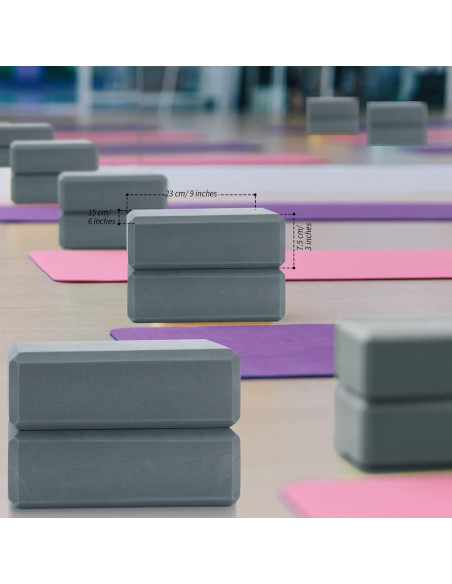4 Bloques de Yoga Yilloog de Espuma EVA Antideslizantes 23x15x7.5cm