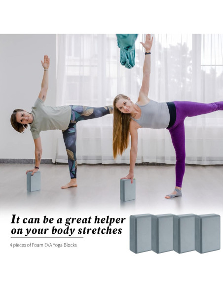 4 Bloques de Yoga Yilloog de Espuma EVA Antideslizantes 23x15x7.5cm