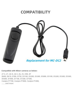 Cable de liberación del obturador Keabroir SRC-NMCDC2 90 cm para Nikon 2