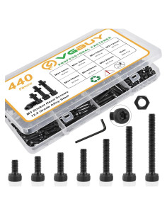 Kit de Tornillos M3 VGBUY 440 Pcs Acero Aleado 12.9 Hexagonal