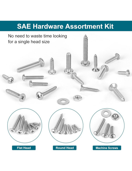 Kit de 845 Piezas de Tornillos y Tuercas SATANTECH Acero Inoxidable