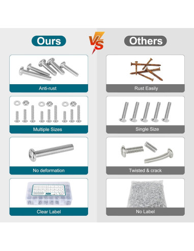 Kit de 845 Piezas de Tornillos y Tuercas SATANTECH Acero Inoxidable