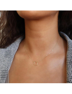 Collar Circular de Corazón Zeffy 18k Baño de Oro 40.6 cm 2