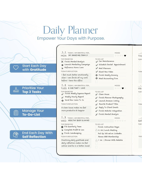 Planificador Diario y Semanal 2025-2026 A4 Mantra Azul