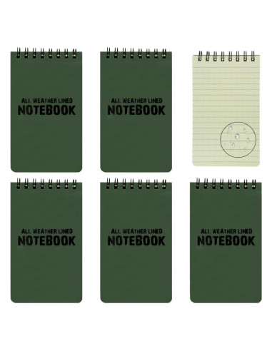Paquete de 5 Cuadernos Impermeables HUOMAQFAN 3x5 Verde