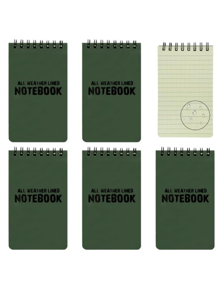 Paquete de 5 Cuadernos Impermeables HUOMAQFAN 3x5 Verde