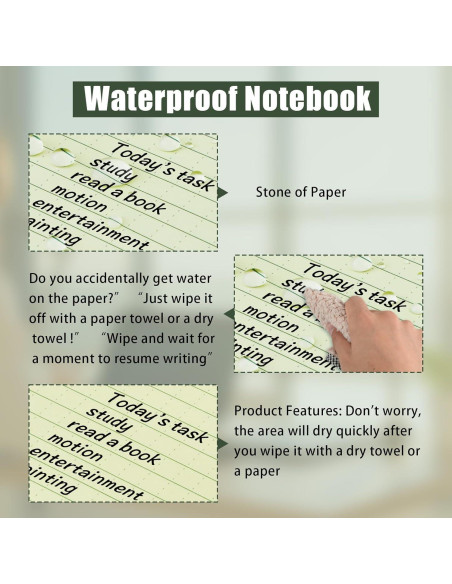 Paquete de 5 Cuadernos Impermeables HUOMAQFAN 3x5 Verde