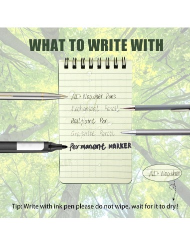 Paquete de 5 Cuadernos Impermeables HUOMAQFAN 3x5 Verde