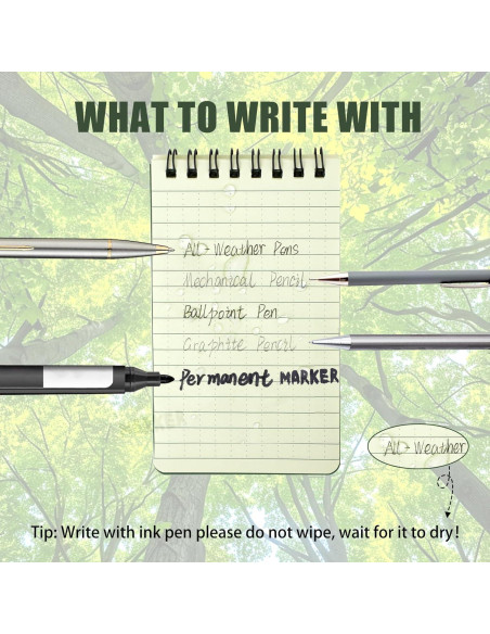 Paquete de 5 Cuadernos Impermeables HUOMAQFAN 3x5 Verde