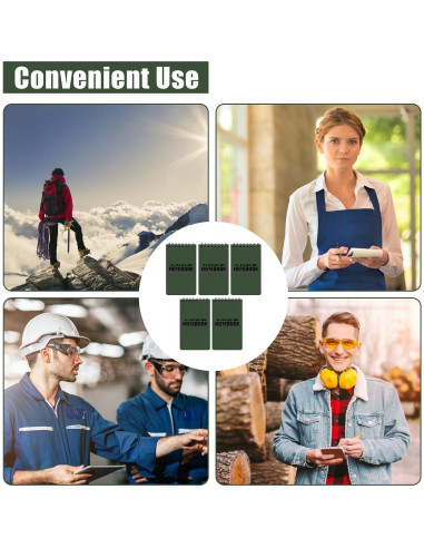 Paquete de 5 Cuadernos Impermeables HUOMAQFAN 3x5 Verde