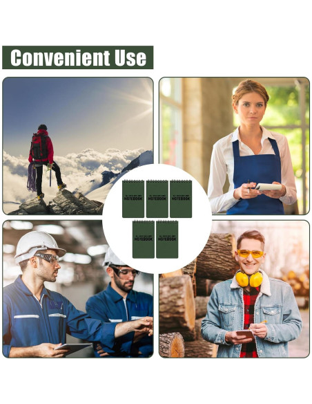 Paquete de 5 Cuadernos Impermeables HUOMAQFAN 3x5 Verde