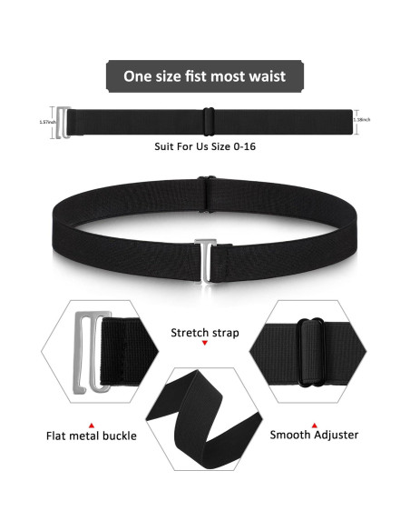 Cinturones Elásticos Invisibles SATINIOR 2 Piezas Negro