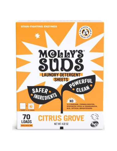 Hojas de Detergente para Ropa Molly's Suds 70 Lavados Bosque Cítrico