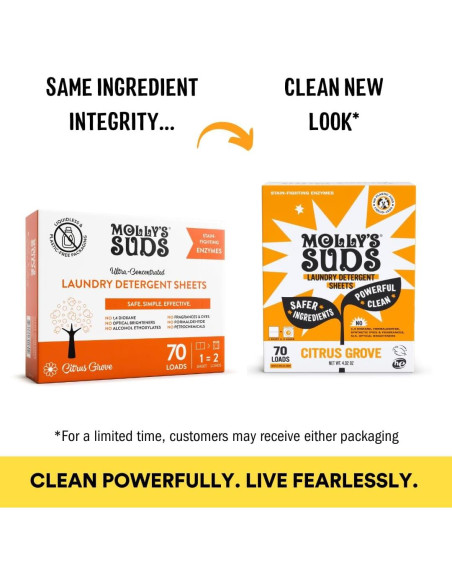 Hojas de Detergente para Ropa Molly's Suds 70 Lavados Bosque Cítrico