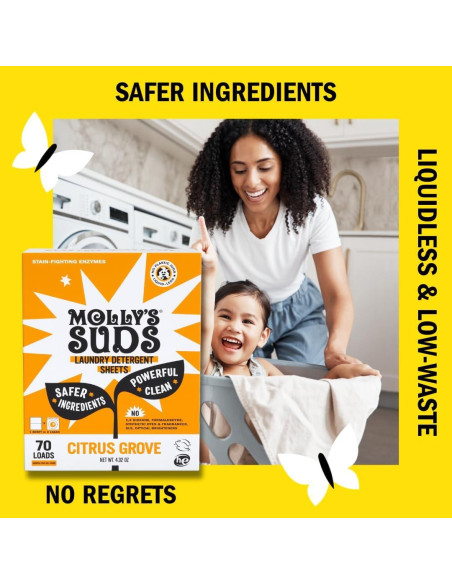 Hojas de Detergente para Ropa Molly's Suds 70 Lavados Bosque Cítrico