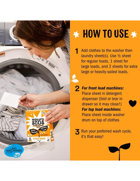 Hojas de Detergente para Ropa Molly's Suds 70 Lavados Bosque Cítrico