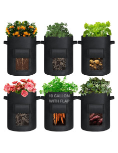 Bolsas de Cultivo GOTGELIF 10 Galones - Paquete de 6 - Negro