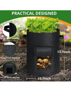 Bolsas de Cultivo GOTGELIF 10 Galones - Paquete de 6 - Negro 2