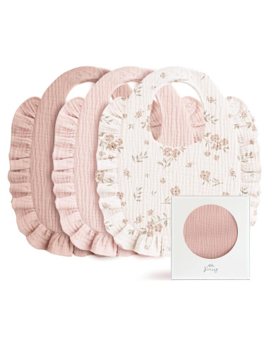 Baberos de Muselina Konssy para Bebés - 100% Algodón, 3-Pack