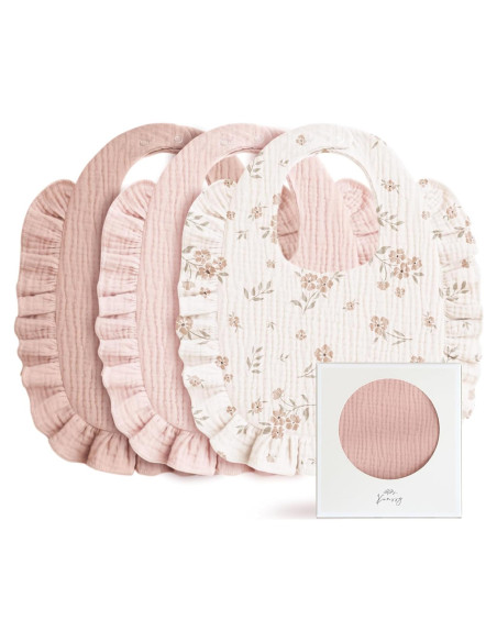 Baberos de Muselina Konssy para Bebés - 100% Algodón, 3-Pack