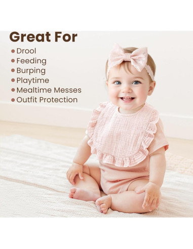 Baberos de Muselina Konssy para Bebés - 100% Algodón, 3-Pack