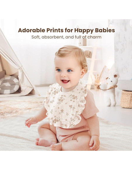 Baberos de Muselina Konssy para Bebés - 100% Algodón, 3-Pack