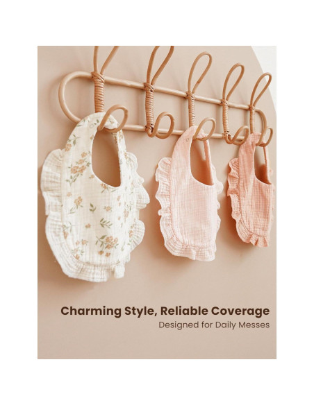 Baberos de Muselina Konssy para Bebés - 100% Algodón, 3-Pack