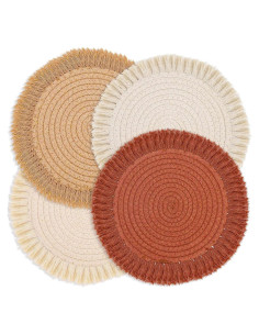 Juego de 4 Posavasos Redondos de Algodón Lucomb 20 cm