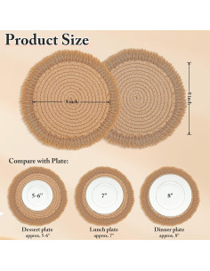 Juego de 4 Posavasos Redondos de Algodón Lucomb 20 cm 2
