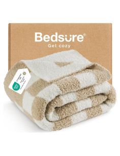 Manta de cuadros Bedsure 127x152 cm suave y cálida beige