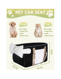 Asiento de Coche para Perros Pequeños Prpeko Negro 45x25.9cm 2