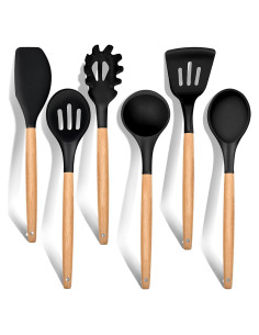 Juego de Utensilios de Cocina E-far 6 Piezas Silicona Negra