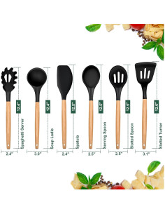 Juego de Utensilios de Cocina E-far 6 Piezas Silicona Negra 2