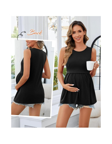 Ficerd 4 Camisetas Sin Mangas Maternidad Lactancia Algodón